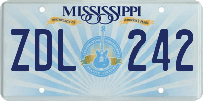 MS license plate ZDL242