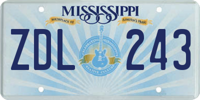 MS license plate ZDL243