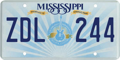 MS license plate ZDL244
