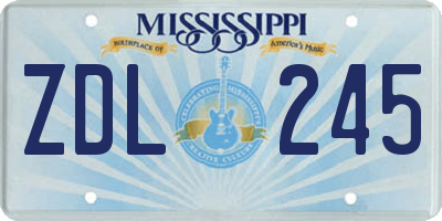 MS license plate ZDL245
