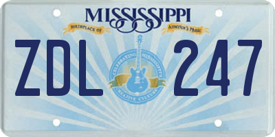 MS license plate ZDL247