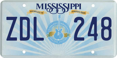MS license plate ZDL248