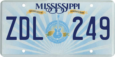 MS license plate ZDL249
