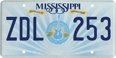 MS license plate ZDL253