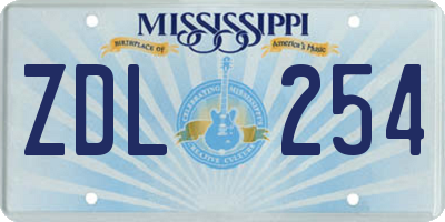 MS license plate ZDL254