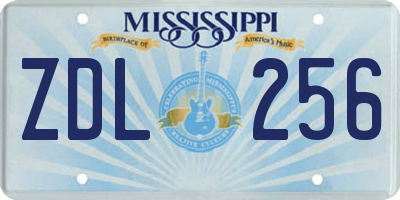 MS license plate ZDL256