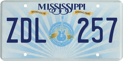 MS license plate ZDL257