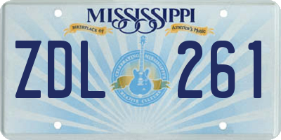 MS license plate ZDL261