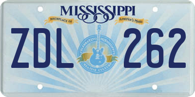 MS license plate ZDL262