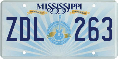 MS license plate ZDL263