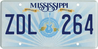 MS license plate ZDL264