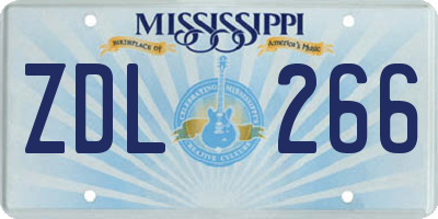MS license plate ZDL266