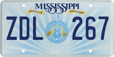 MS license plate ZDL267