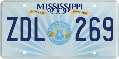 MS license plate ZDL269