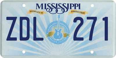 MS license plate ZDL271