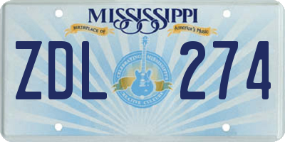 MS license plate ZDL274