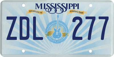 MS license plate ZDL277