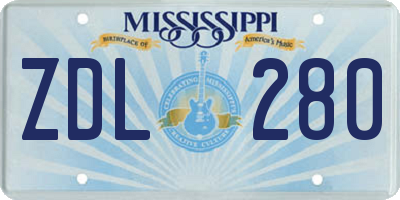 MS license plate ZDL280