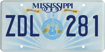 MS license plate ZDL281