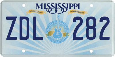 MS license plate ZDL282