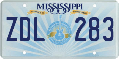 MS license plate ZDL283