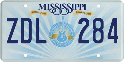 MS license plate ZDL284