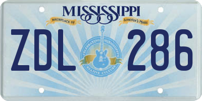 MS license plate ZDL286