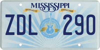 MS license plate ZDL290