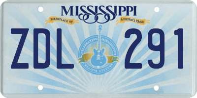 MS license plate ZDL291