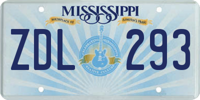 MS license plate ZDL293