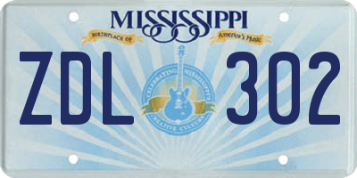 MS license plate ZDL302