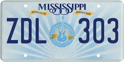 MS license plate ZDL303