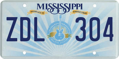 MS license plate ZDL304