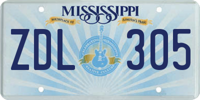 MS license plate ZDL305