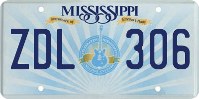 MS license plate ZDL306