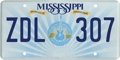 MS license plate ZDL307