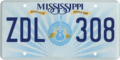 MS license plate ZDL308