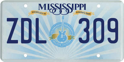 MS license plate ZDL309