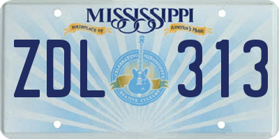 MS license plate ZDL313