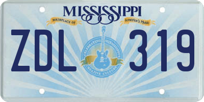 MS license plate ZDL319