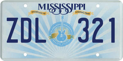 MS license plate ZDL321