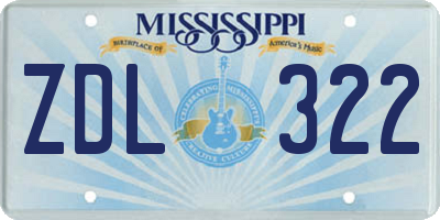 MS license plate ZDL322
