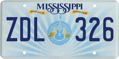 MS license plate ZDL326