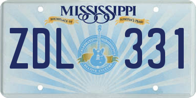 MS license plate ZDL331