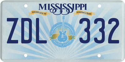 MS license plate ZDL332