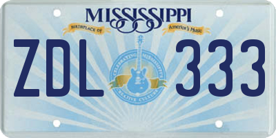 MS license plate ZDL333
