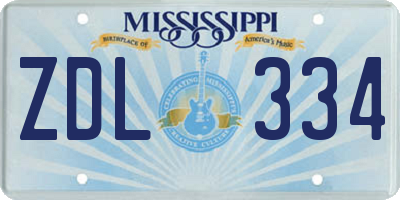 MS license plate ZDL334