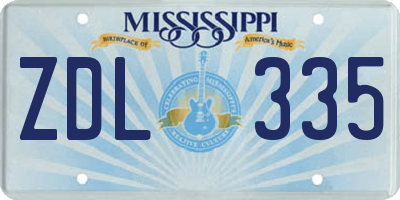 MS license plate ZDL335