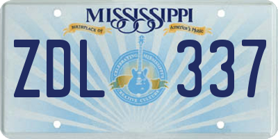MS license plate ZDL337