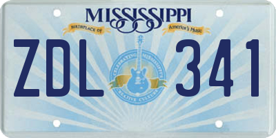MS license plate ZDL341